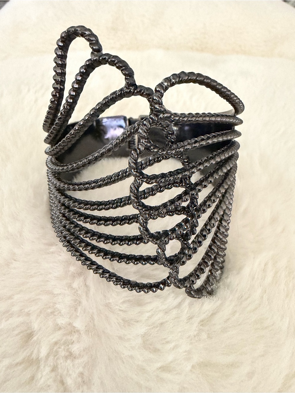Gun Metal Color Winged Cuff Bracelet